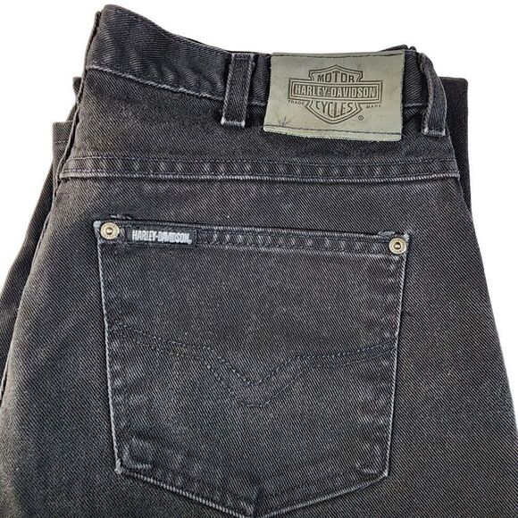 Harley Davidson- Women’s Black Faded Wash Cotton Denim Straight Jeans, Size 16 - Picture 7 of 11